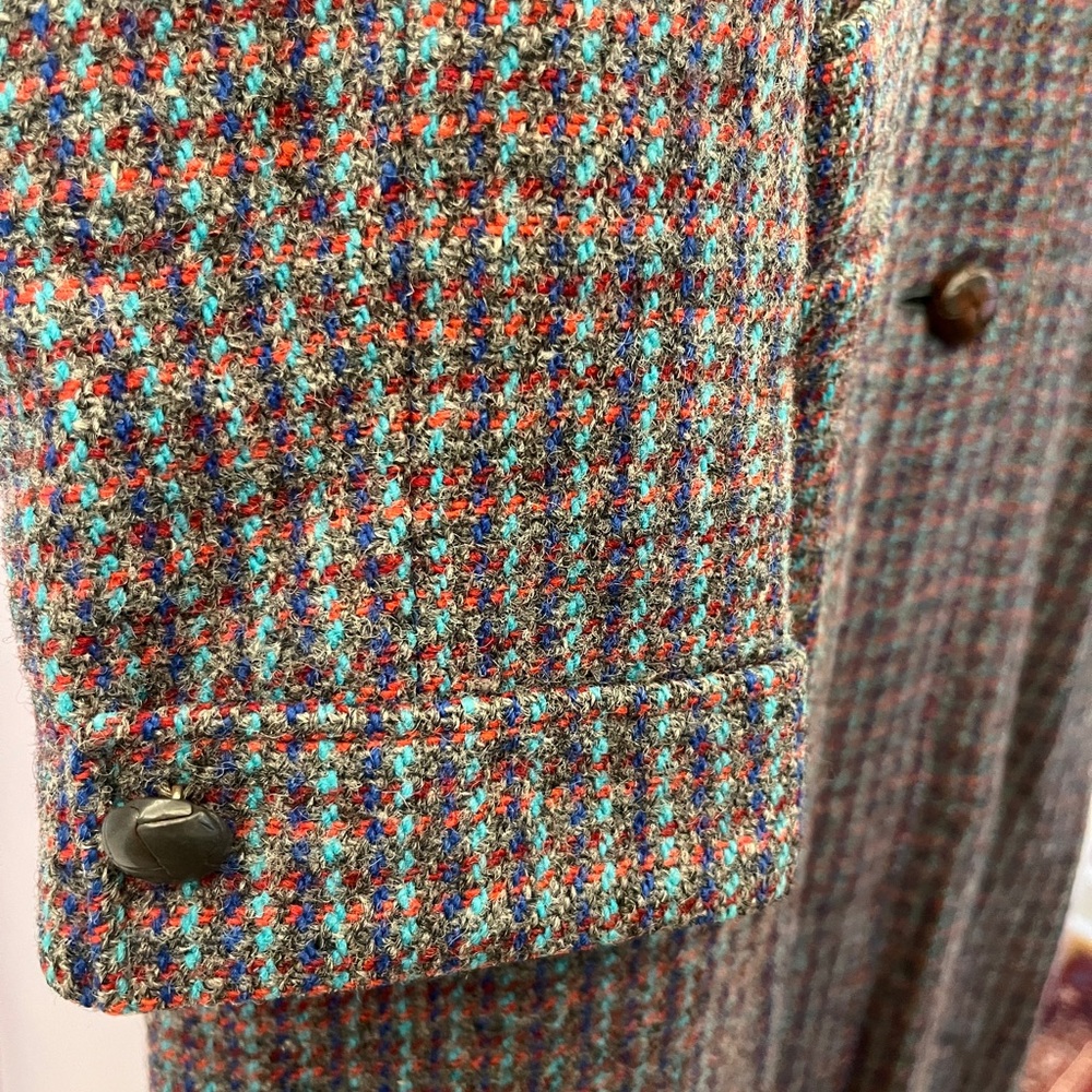 Vintage Harris Tweed Multicolor Handwoven Wool Coat - Picture 12 of 16
